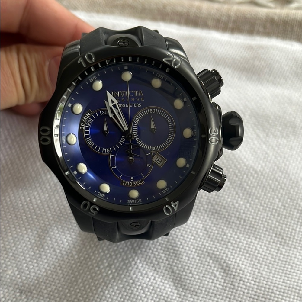 Invicta Men's Black and Blue Chronograph Watch
